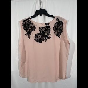 NEW Ann Taylor Pink Sleeveless Chiffon Top‎ Lace XL